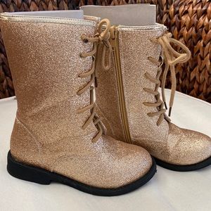 Gold glitter combat boots